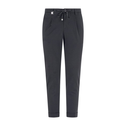 Barbati - Pantalone nero Gregory in jersey con pence e coulisse per uomo |