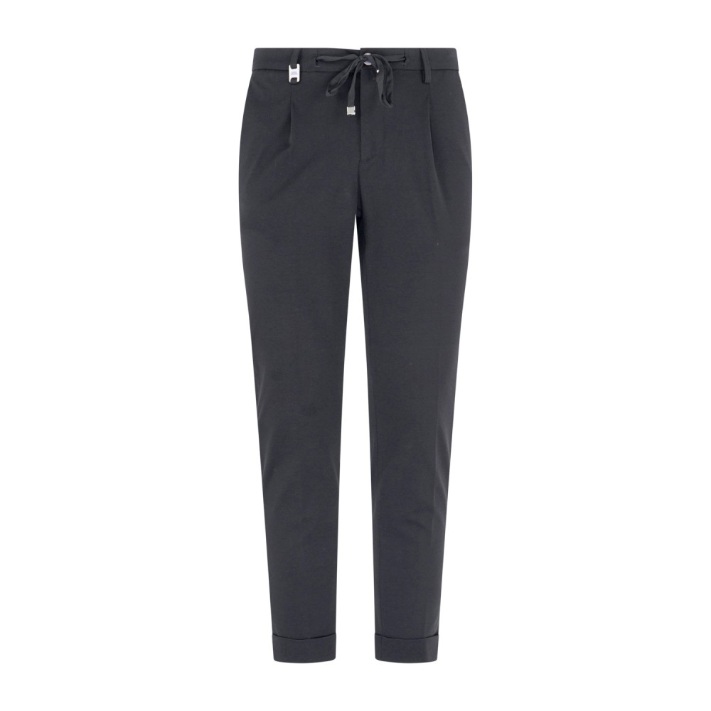 Barbati - Pantalone nero Gregory in jersey con pence e coulisse per uomo |