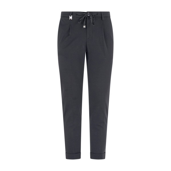 Barbati - Pantalone nero Gregory in jersey con pence e coulisse per uomo |