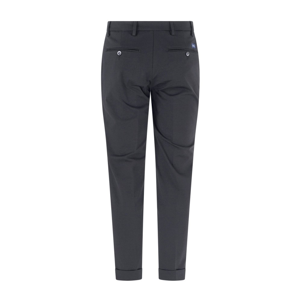 Barbati - Pantalone nero Gregory in jersey con pence e coulisse per uomo |