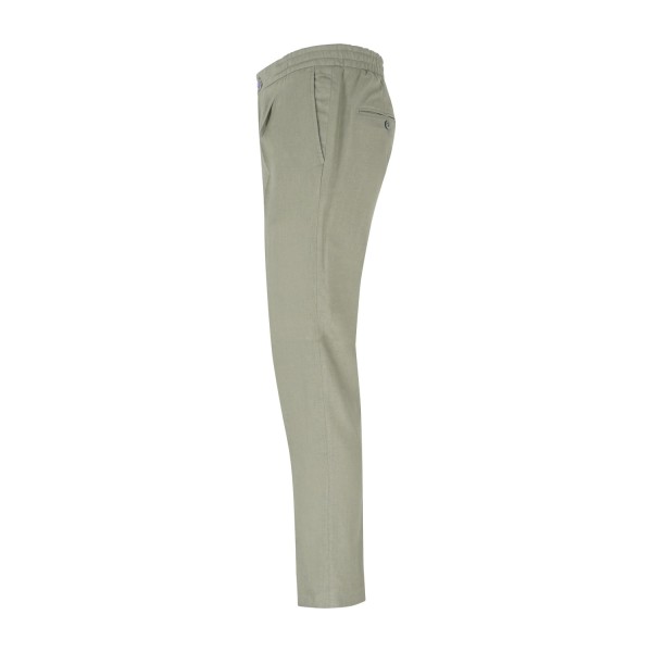 Barbati - Pantalone verde Berry in lino tasca a filo con elastico in vita e