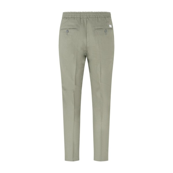Barbati - Pantalone verde Berry in lino tasca a filo con elastico in vita e