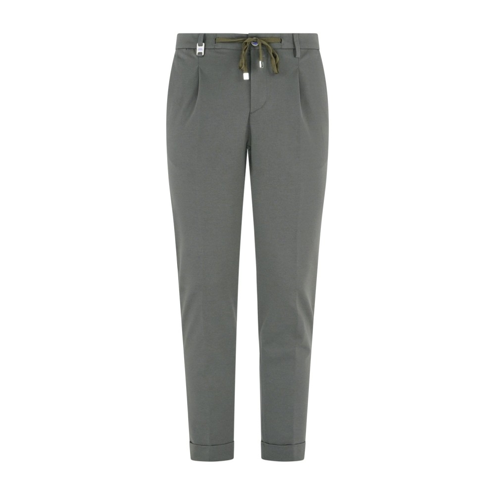 Barbati - Pantalone verde Gregory in jersey con pence e coulisse per uomo |