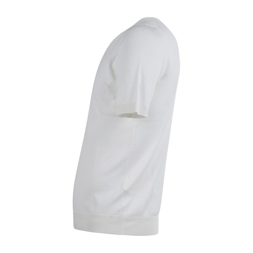 Gran Sasso - T-shirt bianca manica corta in maglia di seta per uomo | paricollo 2