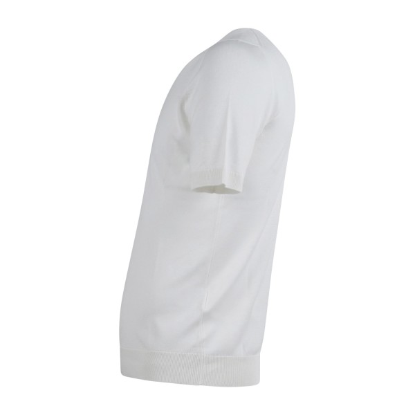 Gran Sasso - T-shirt bianca manica corta in maglia di seta per uomo | paricollo