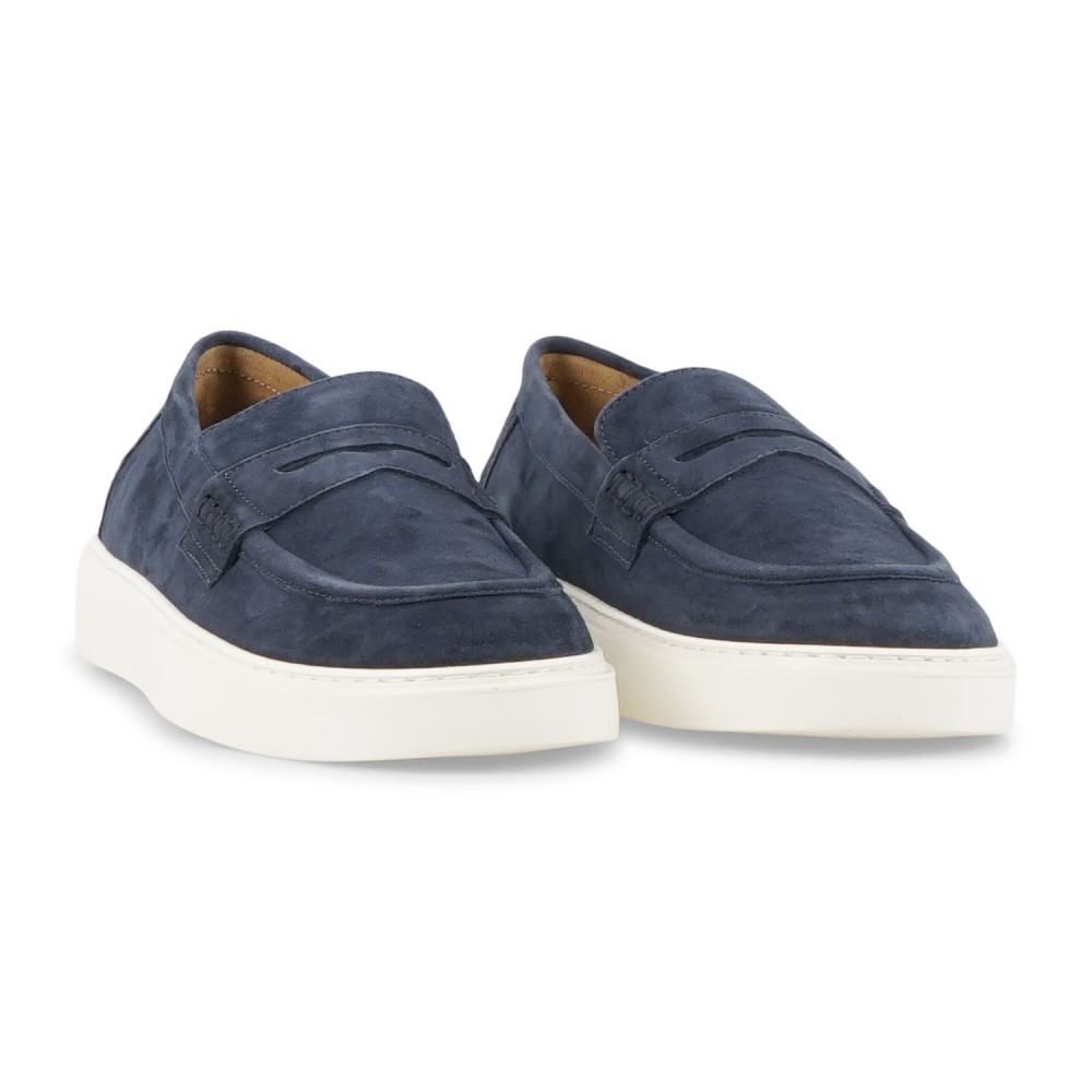 Enry Hobb's - Mocassino blu Amalfi in pelle scamosciata con suola platform per