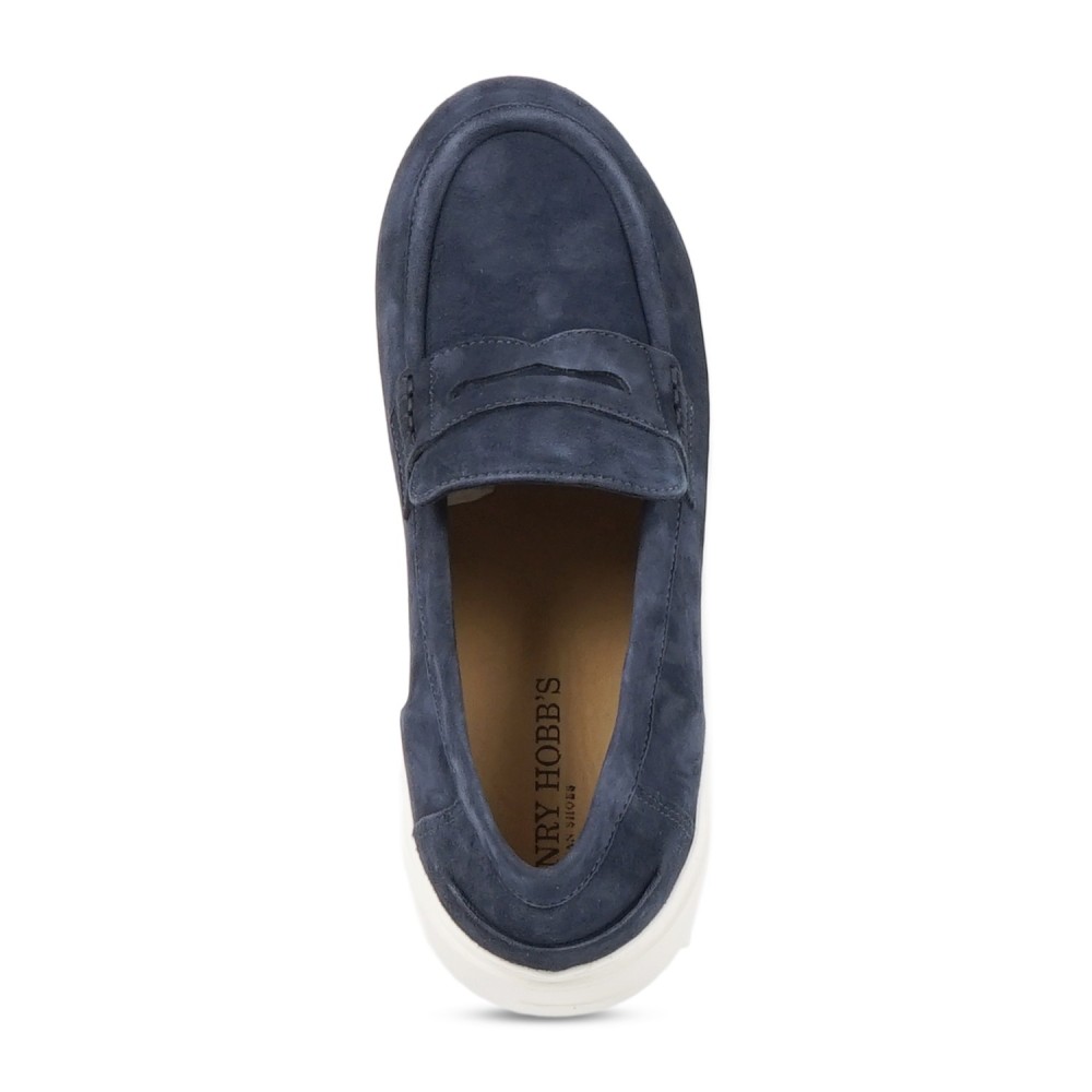 Enry Hobb's - Mocassino blu Amalfi in pelle scamosciata con suola platform per