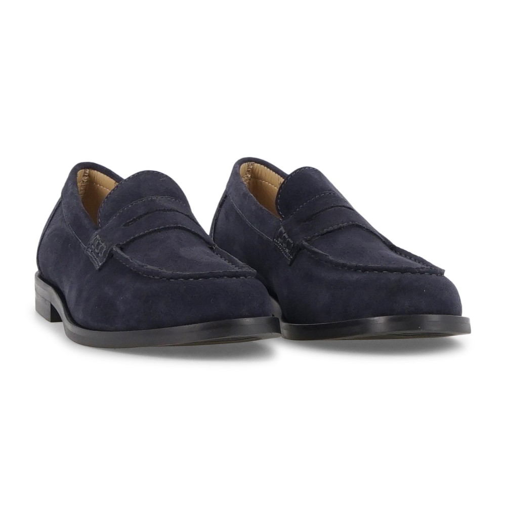 Enry Hobb's - Mocassino blu Cortina in pelle scamosciata con passante per uomo