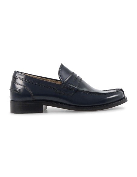 Enry Hobb's - Mocassino blu Gloss in pelle con passante per uomo | 14566-t-g04