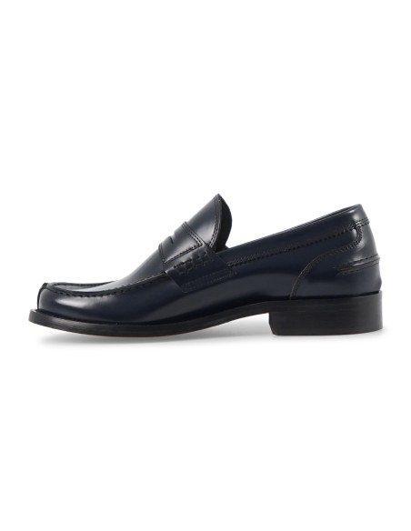 Enry Hobb's - Mocassino blu Gloss in pelle con passante per uomo | 14566-t-g04