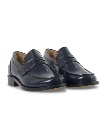 Enry Hobb's - Mocassino blu Gloss in pelle con passante per uomo | 14566-t-g04