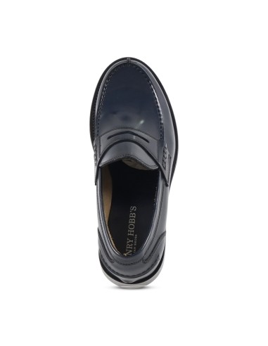 Enry Hobb's - Mocassino blu Gloss in pelle con passante per uomo | 14566-t-g04