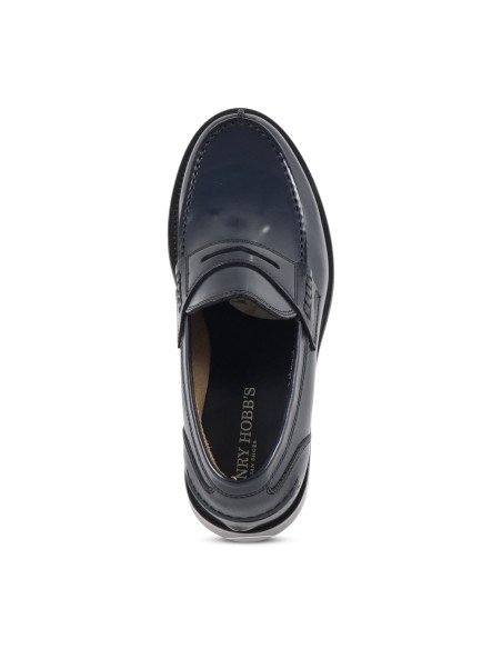Enry Hobb's - Mocassino blu Gloss in pelle con passante per uomo | 14566-t-g04