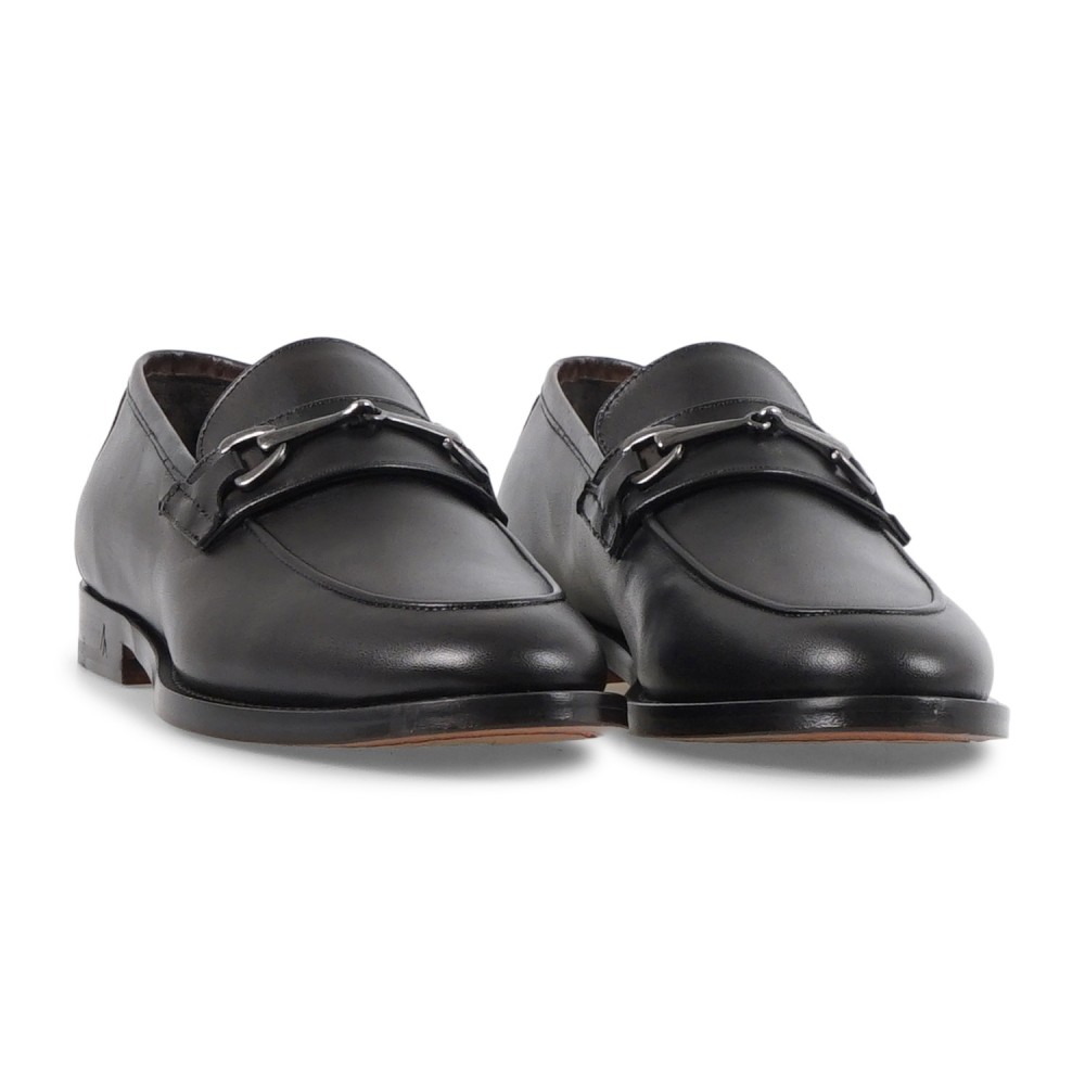 Morgillo - Mocassino marrone in pelle con morsetto per uomo | 456/16m positano