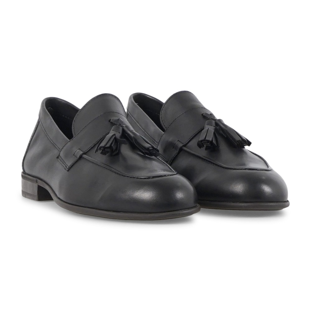 Enry Hobb's - Mocassino nero Alabama in pelle con nappine per uomo |
