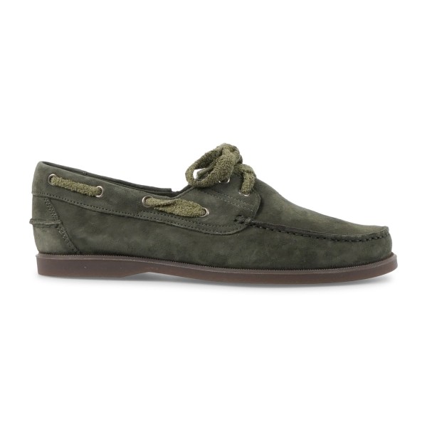 Enry Hobb's - Mocassino verde Amalfi in pelle scamosciata con lacci grezzi per