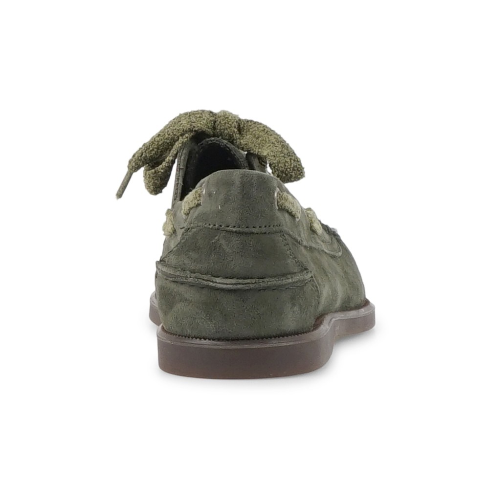 Enry Hobb's - Mocassino verde Amalfi in pelle scamosciata con lacci grezzi per