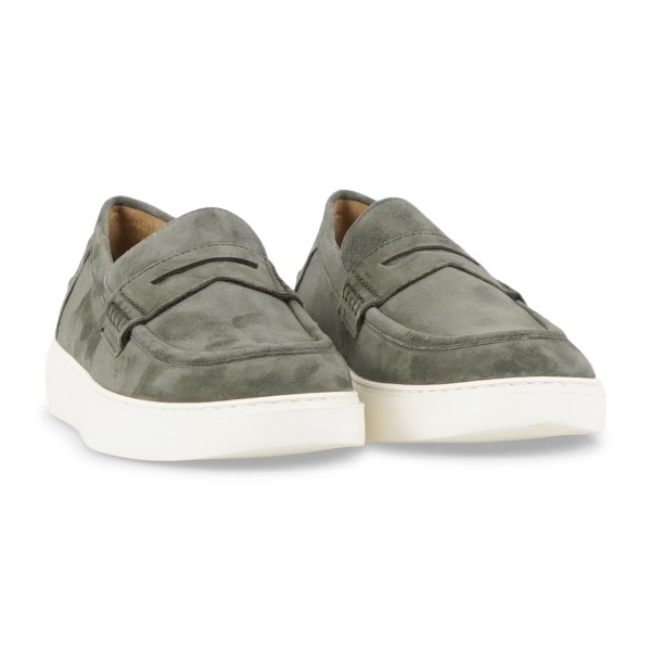 Enry Hobb's - Mocassino verde Amalfi in pelle scamosciata con suola platform