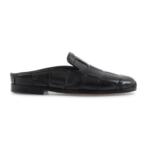 Morgillo - Sabot nero in pelle intrecciata per uomo | 677/13 renga intreccio