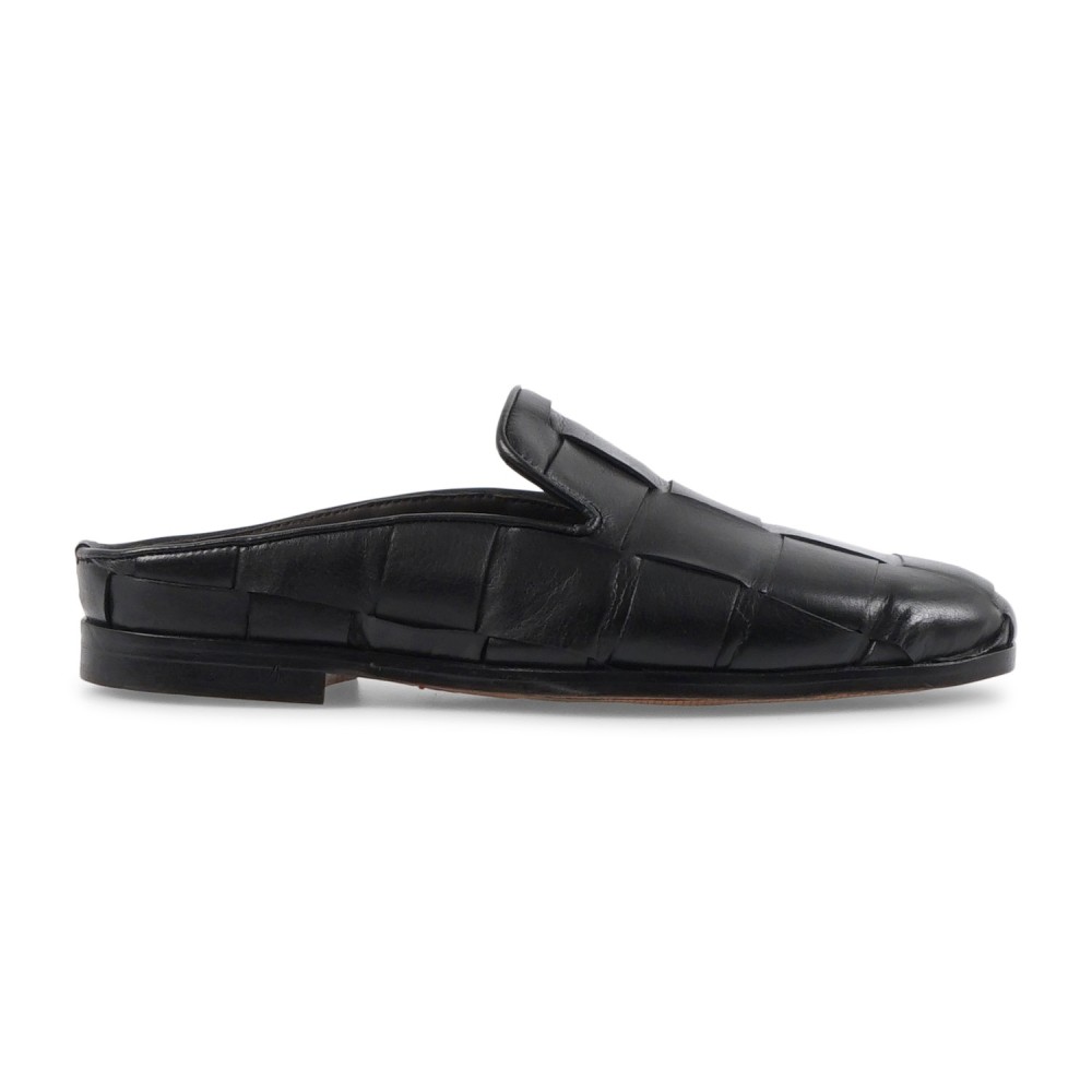 Morgillo - Sabot nero in pelle intrecciata per uomo | 677/13 renga intreccio
