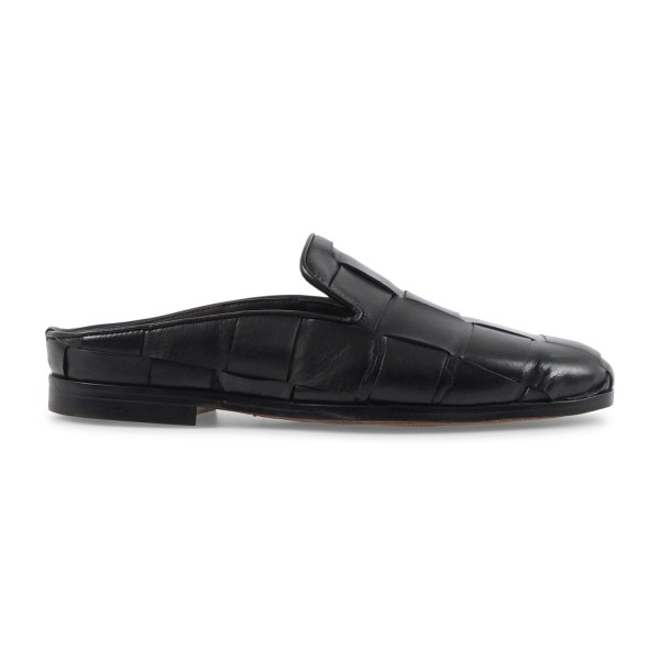 Morgillo - Sabot nero in pelle intrecciata per uomo | 677/13 renga intreccio