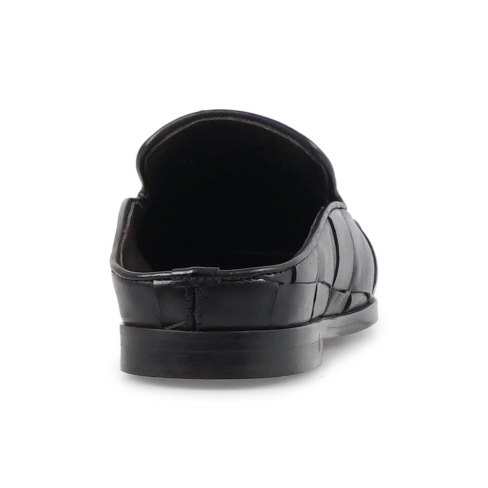 Morgillo - Sabot nero in pelle intrecciata per uomo | 677/13 renga intreccio