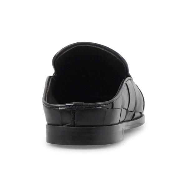 Morgillo - Sabot nero in pelle intrecciata per uomo | 677/13 renga intreccio