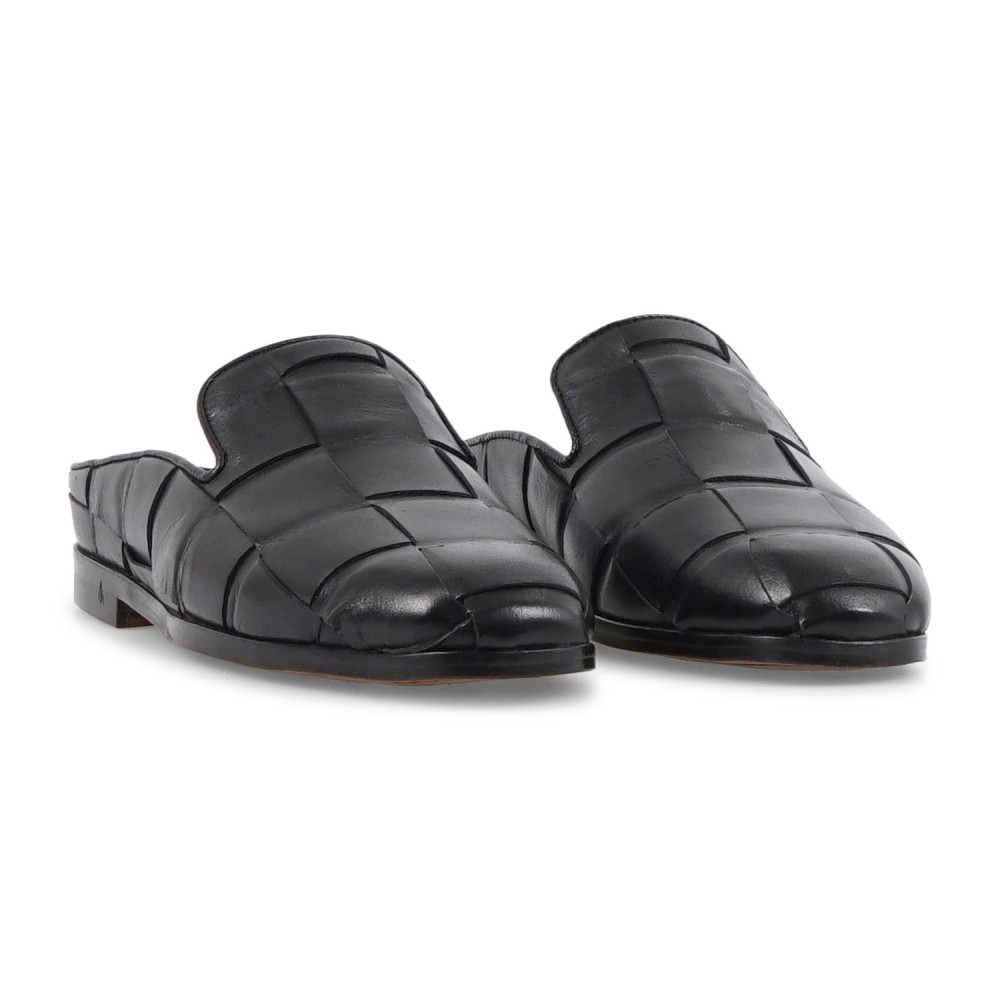 Morgillo - Sabot nero in pelle intrecciata per uomo | 677/13 renga intreccio