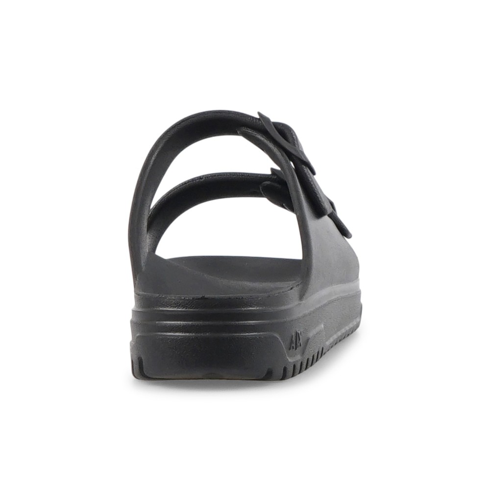 Armani Exchange - Sandali neri in gomma con doppia fibbia per uomo | xup015