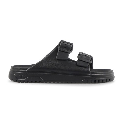 Armani Exchange - Sandali neri in gomma con doppia fibbia per uomo | xup015