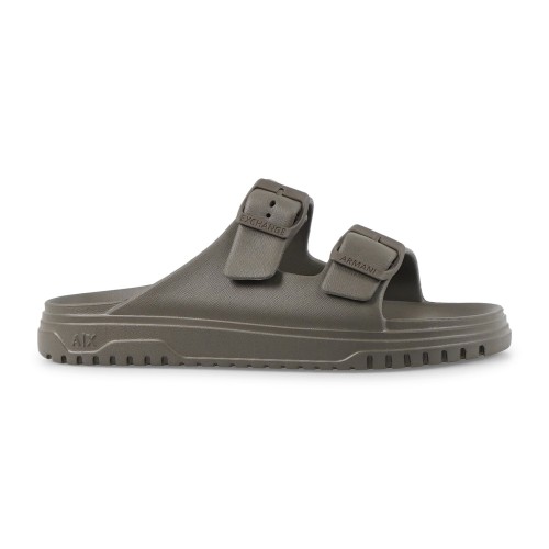 Armani Exchange - Sandali verde in gomma con doppia fibbia per uomo | xup015