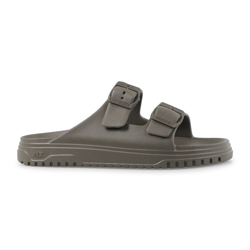Armani Exchange - Sandali verde in gomma con doppia fibbia per uomo | xup015