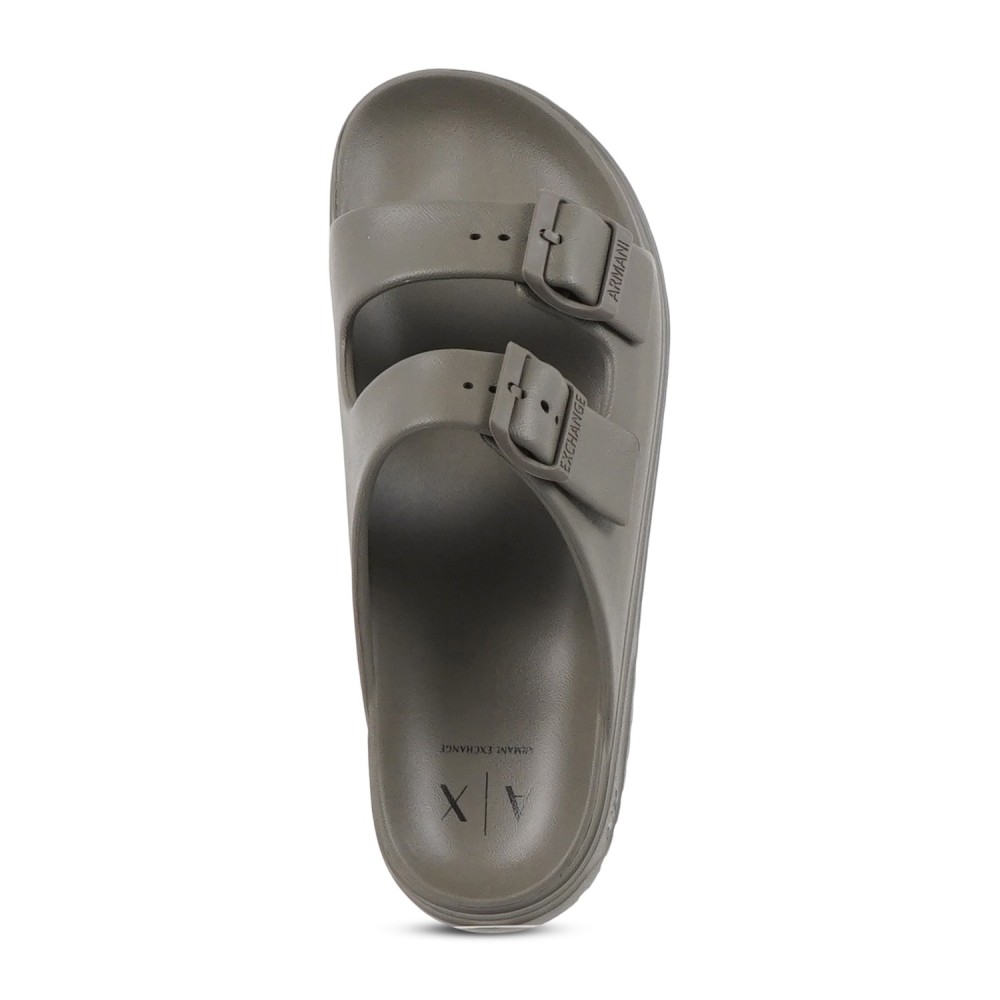 Armani Exchange - Sandali verde in gomma con doppia fibbia per uomo | xup015