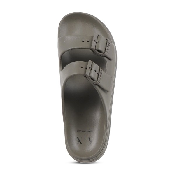 Armani Exchange - Sandali verde in gomma con doppia fibbia per uomo | xup015