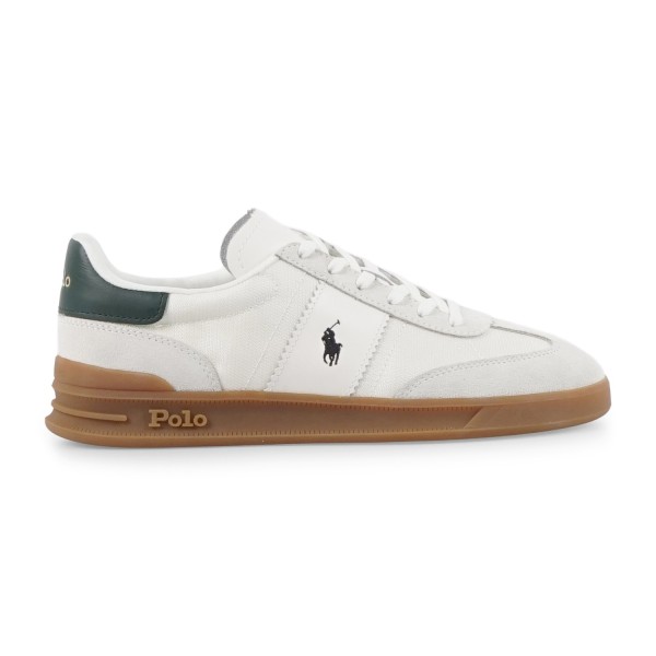 Polo Ralph Lauren - Sneakers bianca Hrt Aera in nylon e suede con patch logo