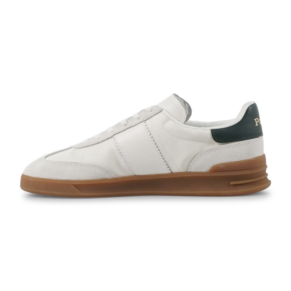 Polo Ralph Lauren - Sneakers bianca Hrt Aera in nylon e suede con patch logo