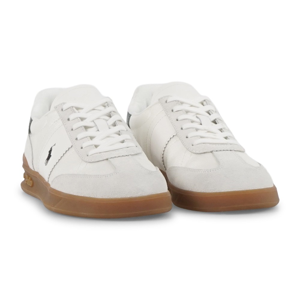 Polo Ralph Lauren - Sneakers bianca Hrt Aera in nylon e suede con patch logo