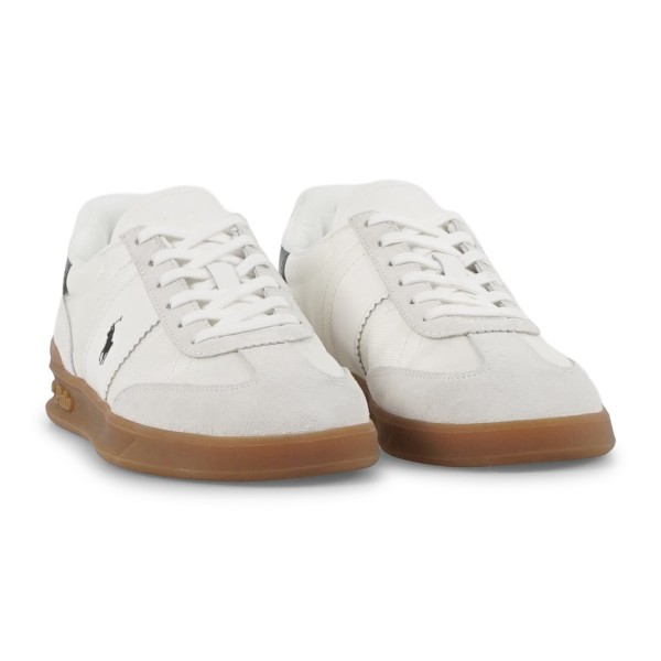 Polo Ralph Lauren - Sneakers bianca Hrt Aera in nylon e suede con patch logo