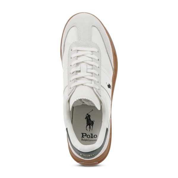 Polo Ralph Lauren - Sneakers bianca Hrt Aera in nylon e suede con patch logo