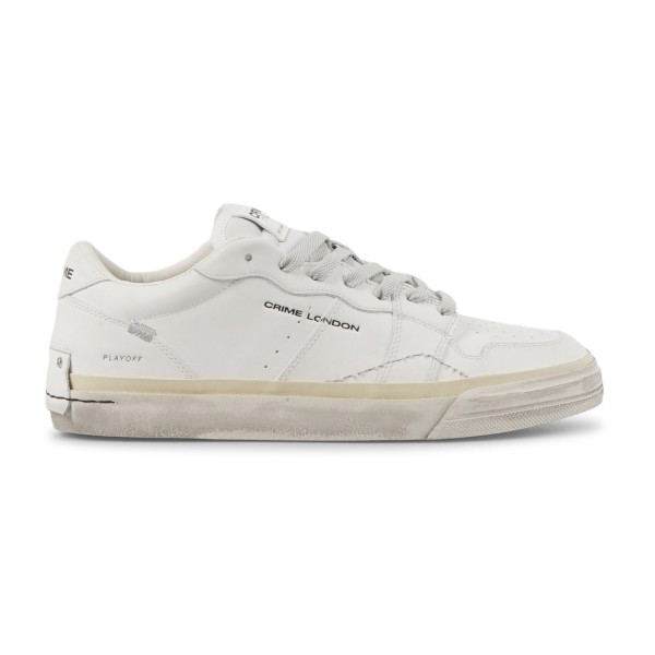 Crime London - Sneakers bianca in pelle con dettagli in suede tono su tono per