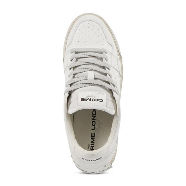 Crime London - Sneakers bianca in pelle con dettagli in suede tono su tono per