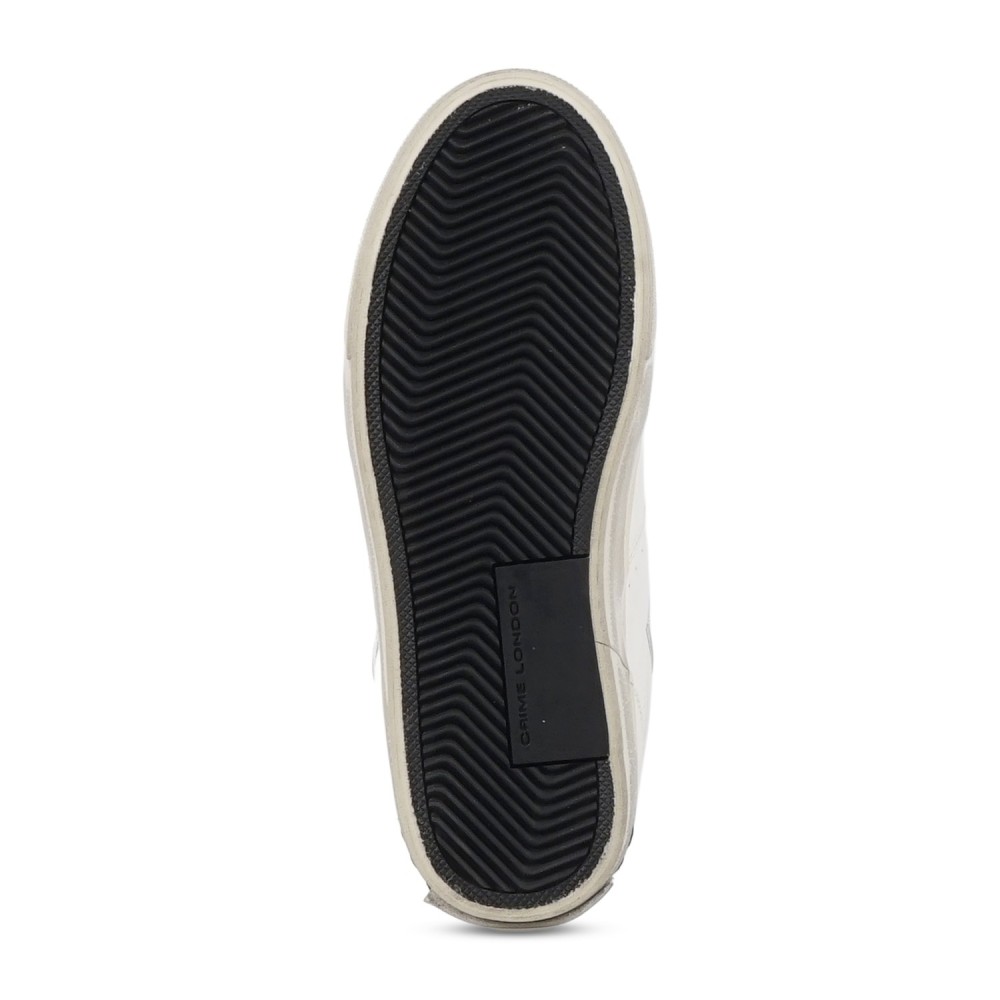 Crime London - Sneakers bianca in pelle con dettagli in suede tono su tono per