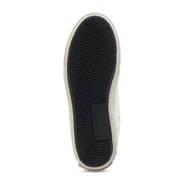 Crime London - Sneakers bianca in pelle con dettagli in suede tono su tono per