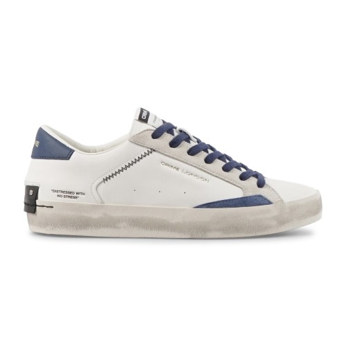 Crime London - Sneakers bianca in pelle Distressed con lacci e talloncino in
