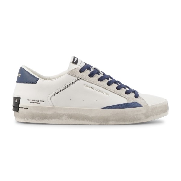 Crime London - Sneakers bianca in pelle Distressed con lacci e talloncino in