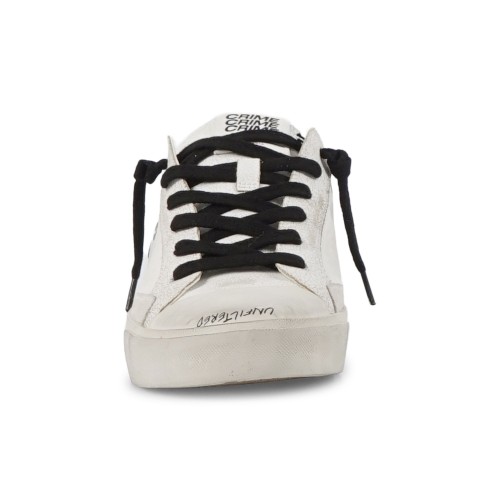 Crime London - Sneakers bianca in pelle e cracklé bianco a taglio vivo per uomo 2