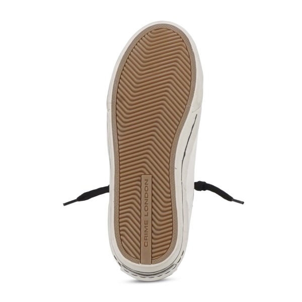 Crime London - Sneakers bianca in pelle e cracklé bianco a taglio vivo per uomo