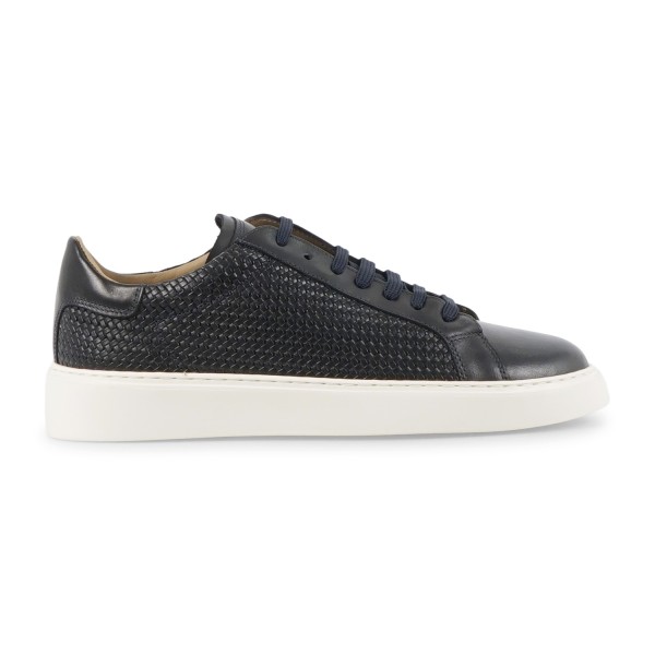 Enry Hobb's - Sneakers blu Panama in pelle con effetto intrecciato per uomo |