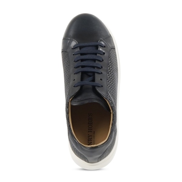 Enry Hobb's - Sneakers blu Panama in pelle con effetto intrecciato per uomo |