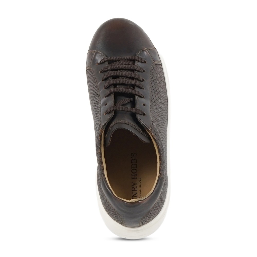Enry Hobb's - Sneakers marrone Panama in pelle con effetto intrecciato per uomo